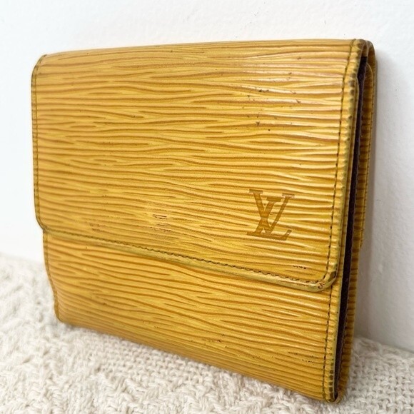 Authentic Louis Vuitton 1996 Epi Elise Wallet Yellow Leather Vintage Bifold - Picture 1 of 11